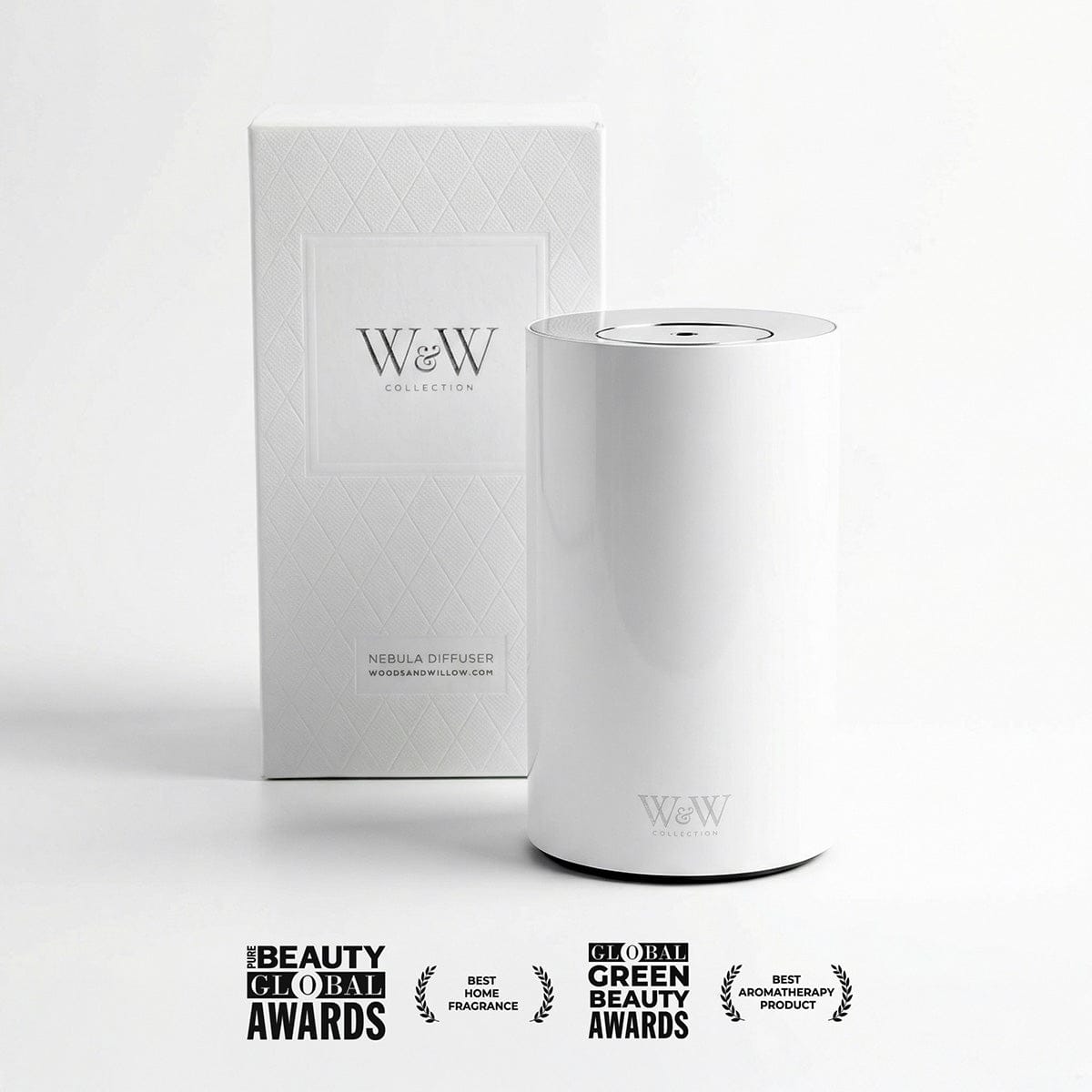nebula waterless diffuser in white with packaging #colour_white
