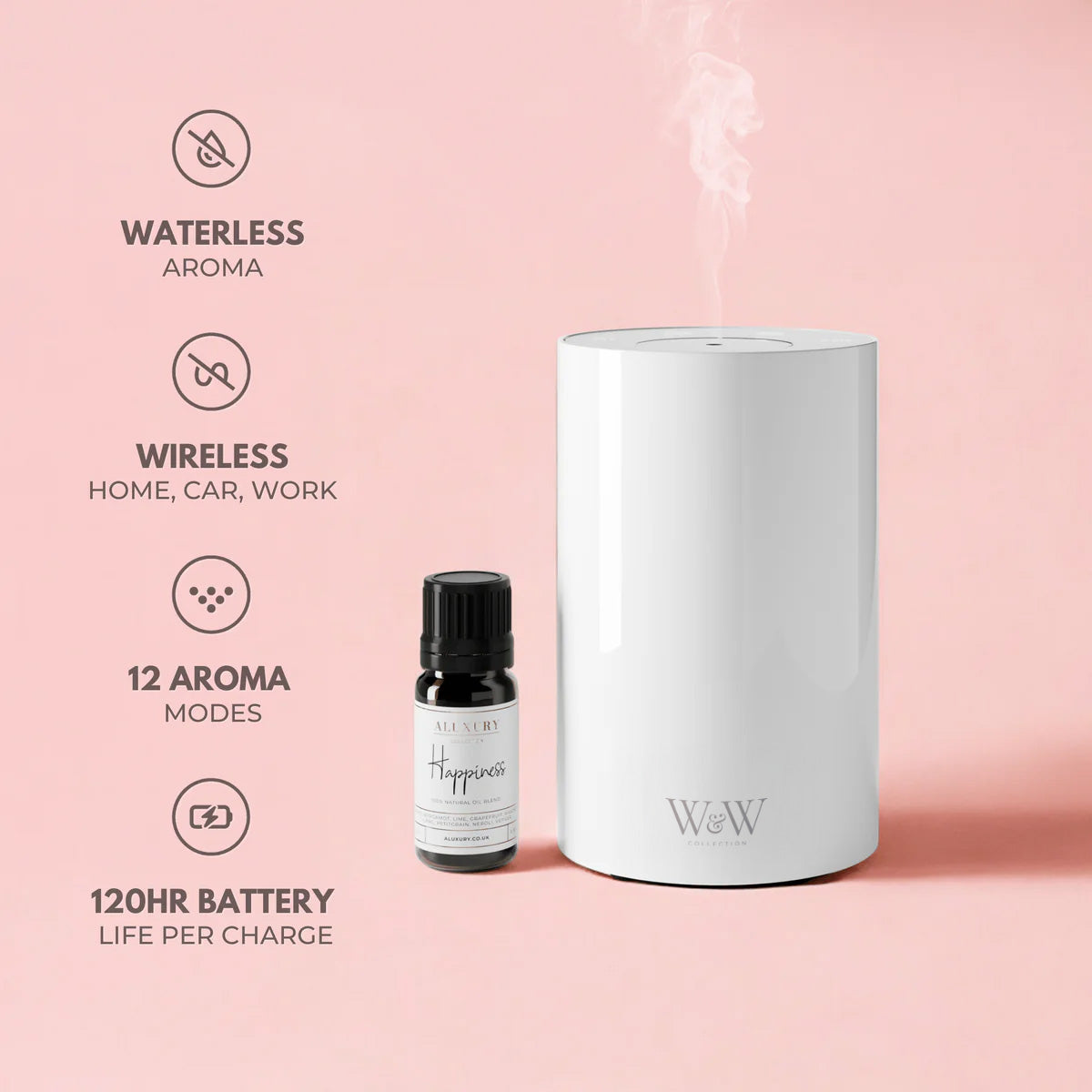 rechargeable diffuser with essential oil and aroma features
