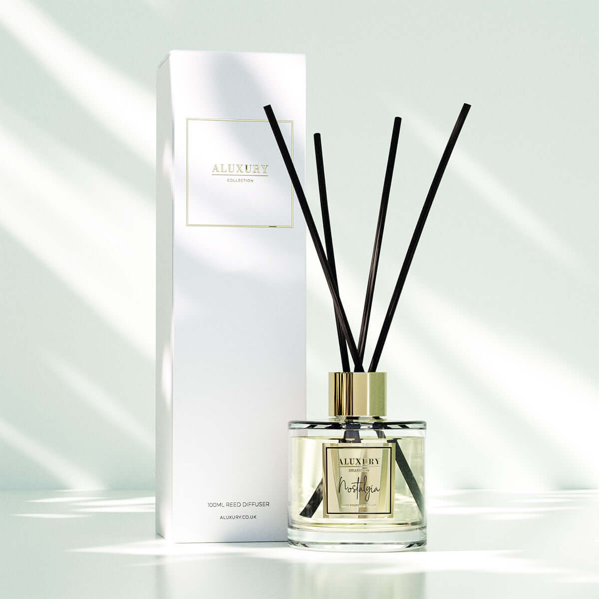 Nostalgia reed diffuser with black reeds with box by Aluxury