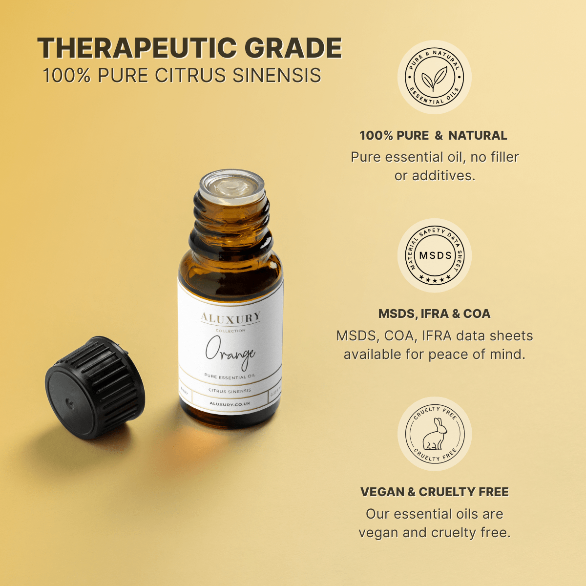 pure orange essential oil - natural, msds, ifra, coa.