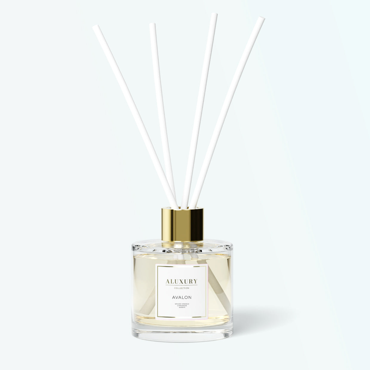 Avalon glass luxury reed diffuser with white reeds by Aluxury