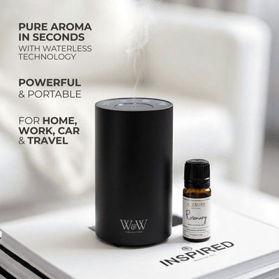 Black portable waterless diffuser nebulizing with essential oil 