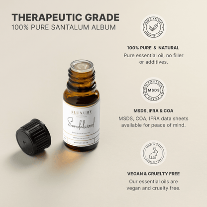 pure sandalwood essential oil - natural, msds, ifra, coa. 