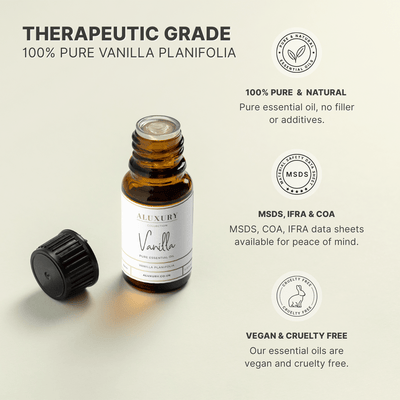 pure vanilla essential oil - natural, msds, ifra, coa. 