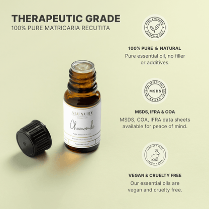 pure chamomile essential oil - natural, msds, ifra, coa.