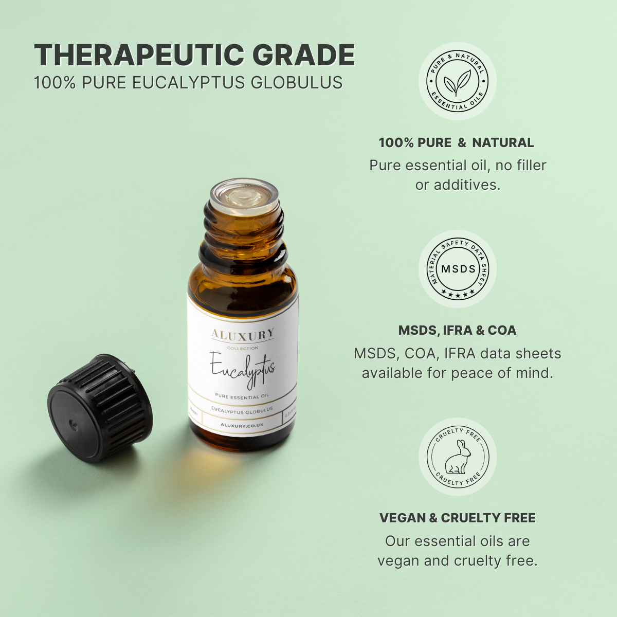 pure eucalyptus essential oil - natural, msds, ifra, coa.