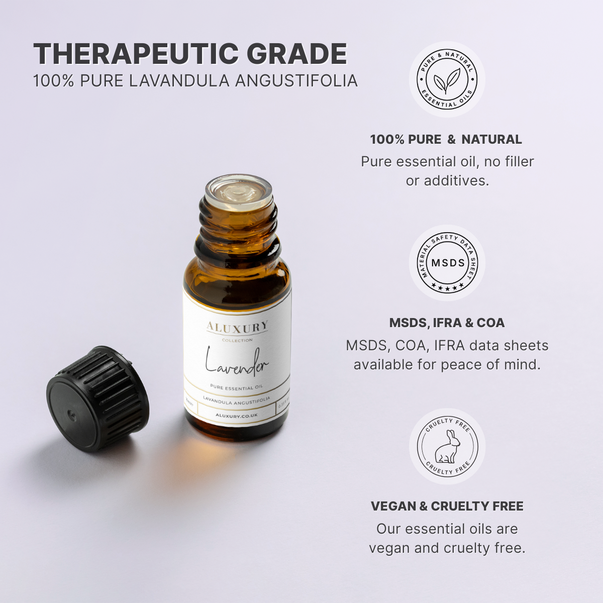 pure lavander essential oil - natural, msds, ifra, coa. 