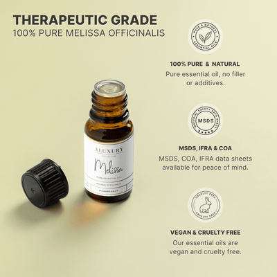 pure melissa essential oil - natural, msds, ifra, coa. 