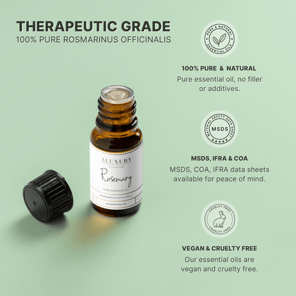 pure rosemary essential oil - natural, msds, ifra, coa.